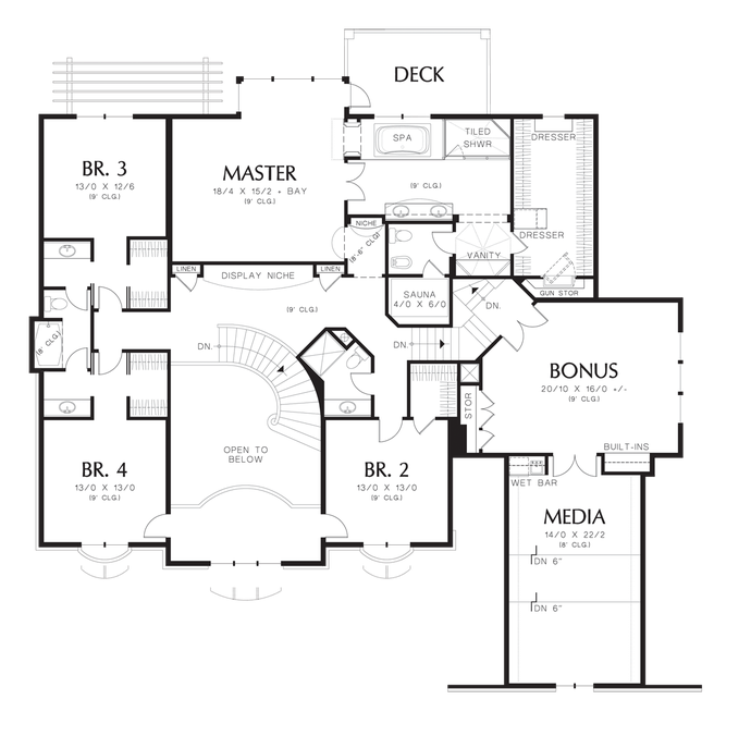Upper Floor Plan image for Mascord Benedict-Stately European Style Home Fit For Royalty-Upper Floor Plan