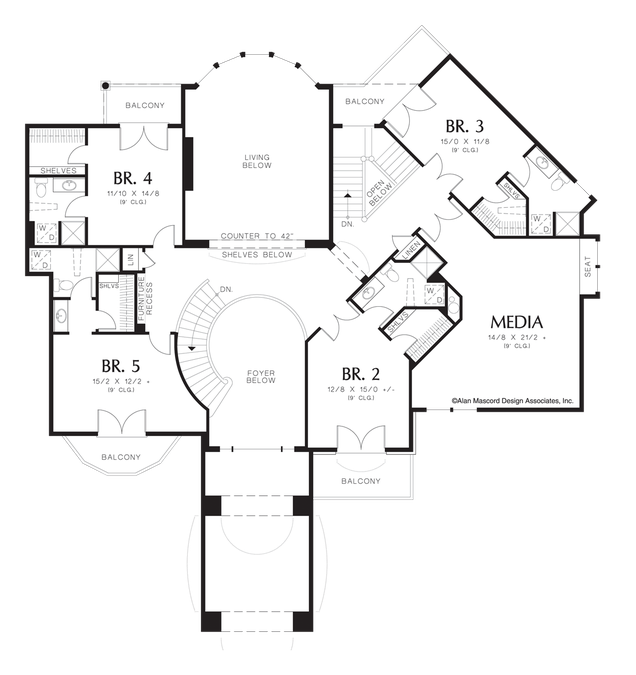 Upper Floor Plan image for Mascord Holden-Grand Interior, Plus Outdoor Living and Kitchen-Upper Floor Plan
