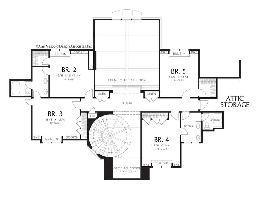 Upper Floor Plan image for Mascord Lacombe-Updated French Elegance-Upper Floor Plan