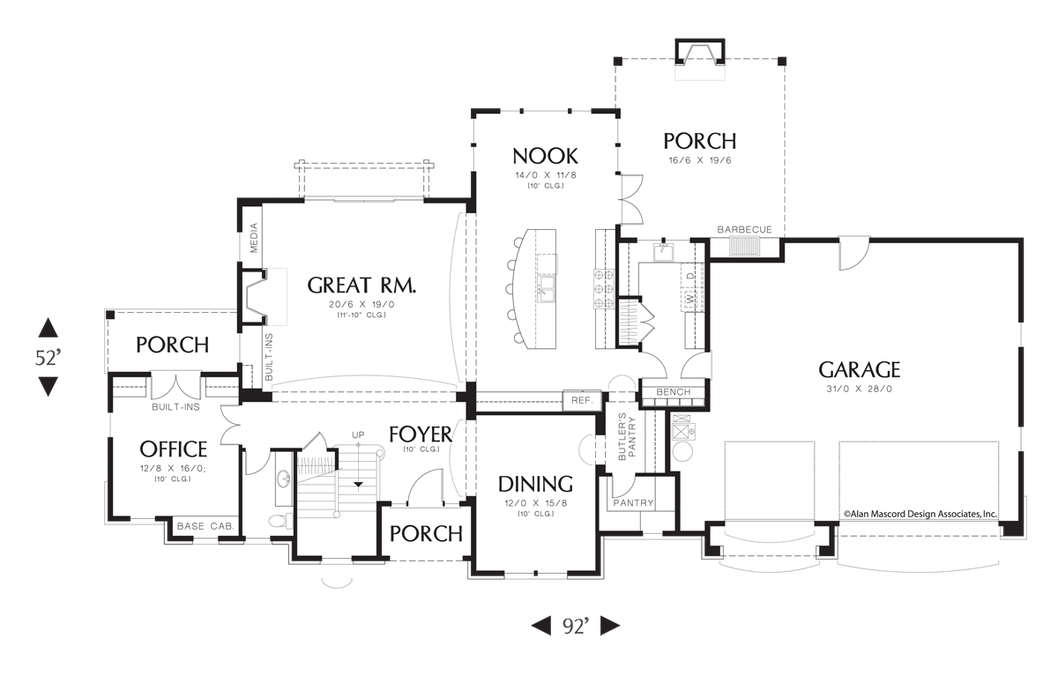 Main Floor Plan image for Mascord Lyndale-Unique Architectural Details in Simple Floor Plan-Main Floor Plan