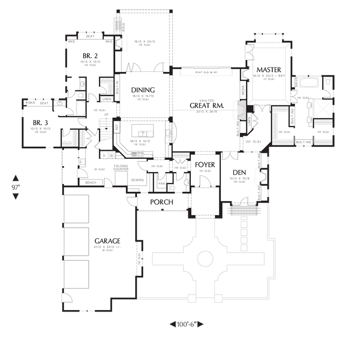 Main Floor Plan image for Mascord Terrebonne-Featured in the 2007 Portland Street of Dreams-Main Floor Plan
