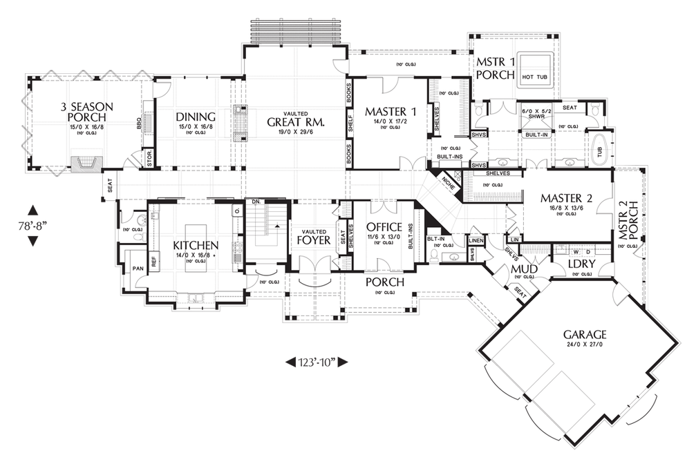 Main Floor Plan image for Mascord Hendrick-Beautiful Mountain Ranch with Great Outdoor Connection-Main Floor Plan