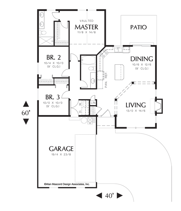 Main Floor Plan image for Mascord Wyndley-Quaint, Comfortable Ranch Plan-Main Floor Plan