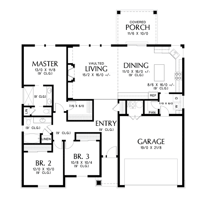 Main Floor Plan image for Mascord Johnston-Great Ranch Layout that Lives Large with a Small Footprint-Main Floor Plan