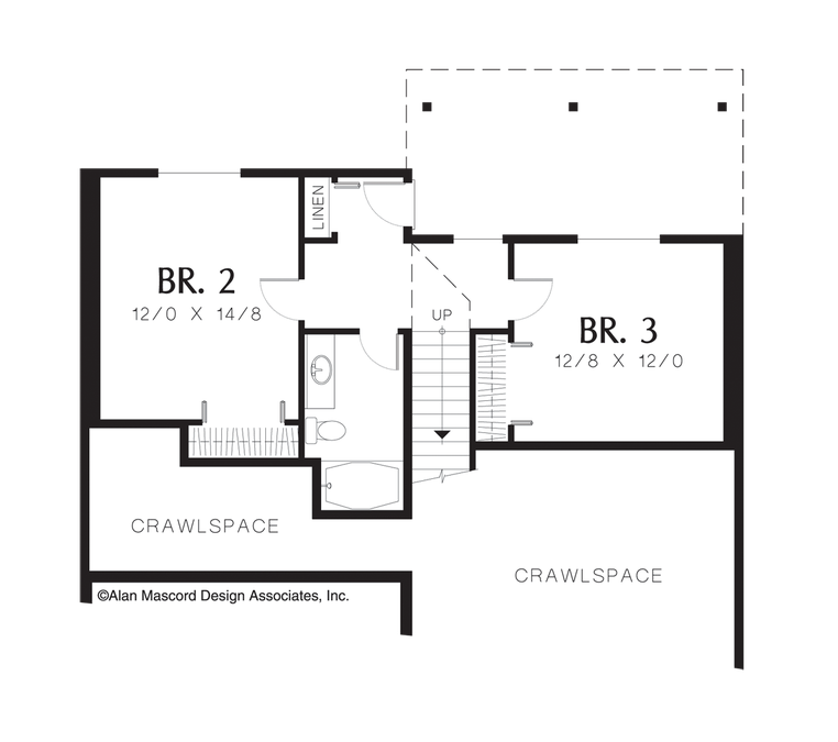Lower Floor Plan image for Mascord Rosebay-Cottage Plan for Narrow, Sloping Lot-Lower Floor Plan