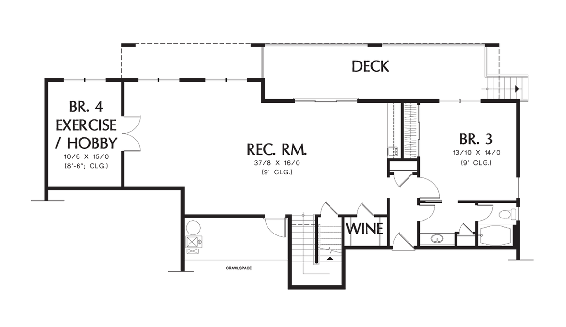 Lower Floor Plan image for Mascord Tumalo-Beautiful Sloped Lot Home with Daylight Basement-Lower Floor Plan