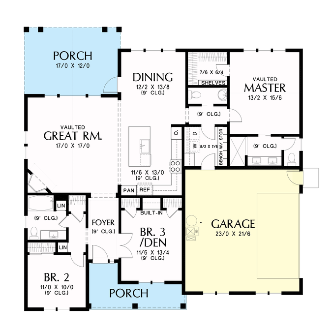 Main Floor Plan image for Mascord Elm Tree Farm-All the farmhouse features a growing family needs-Main Floor Plan