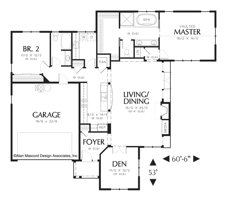Main Floor Plan image for Mascord Stuart-European Cottage Plan with Covered Porch-Main Floor Plan