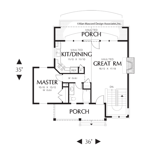 Main Floor Plan image for Mascord Abery-Cozy Destination Retreat Plan-Main Floor Plan