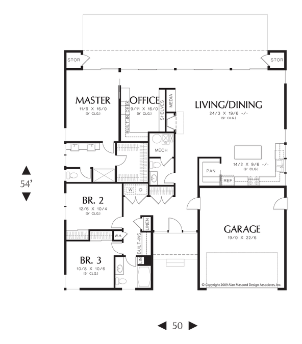Main Floor Plan image for Mascord Portland-A Smart Minimalist Home Designed for Relaxation-Main Floor Plan