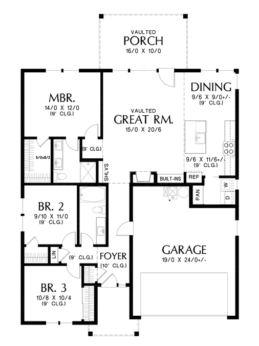Main Floor Plan image for Mascord Heathcliff-Great Compact Farmhouse for Families Young and Old-Main Floor Plan
