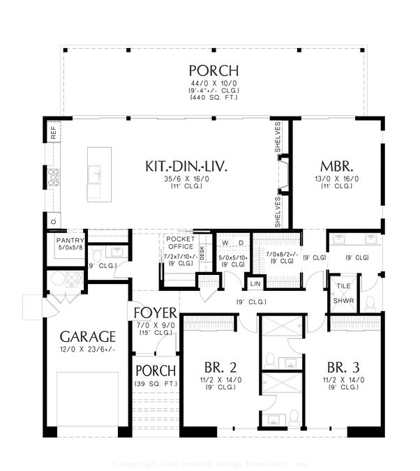 Main Floor Plan image for Mascord San Antonio-Great SW Contemporary Plan with garage Option-Main Floor Plan