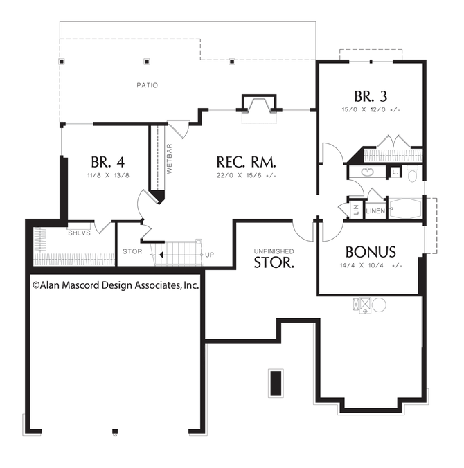 Lower Floor Plan image for Mascord Dawson-Single Story Daylight Basement Plan-Lower Floor Plan