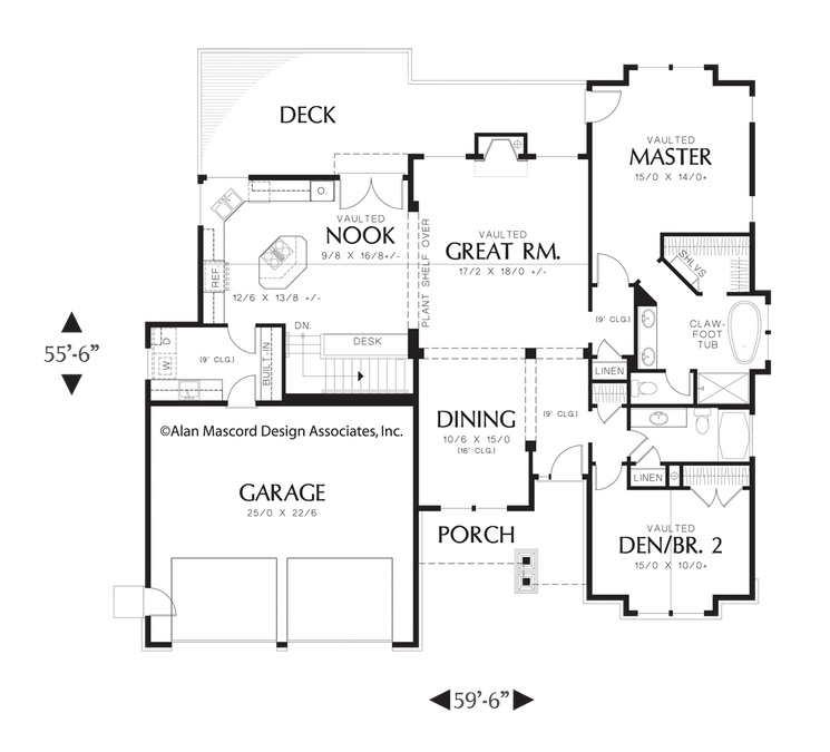 Main Floor Plan image for Mascord Dawson-Single Story Daylight Basement Plan-Main Floor Plan