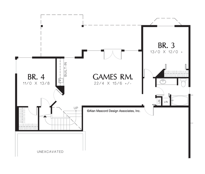 Lower Floor Plan image for Mascord Alden-Traditional Daylight Basement Plan-Lower Floor Plan
