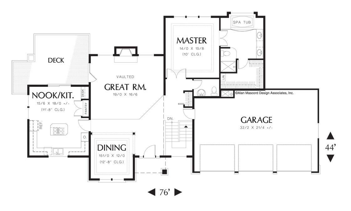Main Floor Plan image for Mascord Earlington-Traditional Plan with Master on the Main-Main Floor Plan