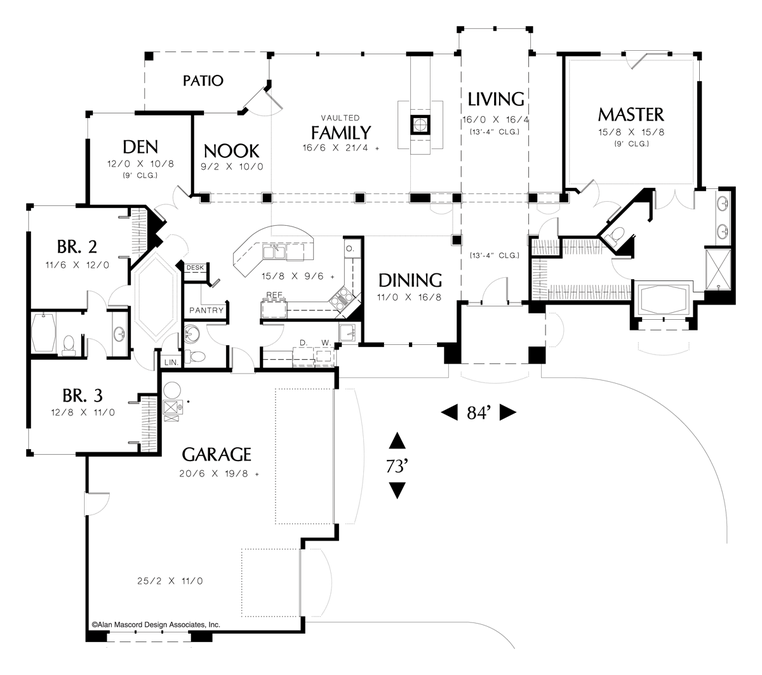 Main Floor Plan image for Mascord Glencoe-Spacious Floor Plan with 3 Bedrooms-Main Floor Plan