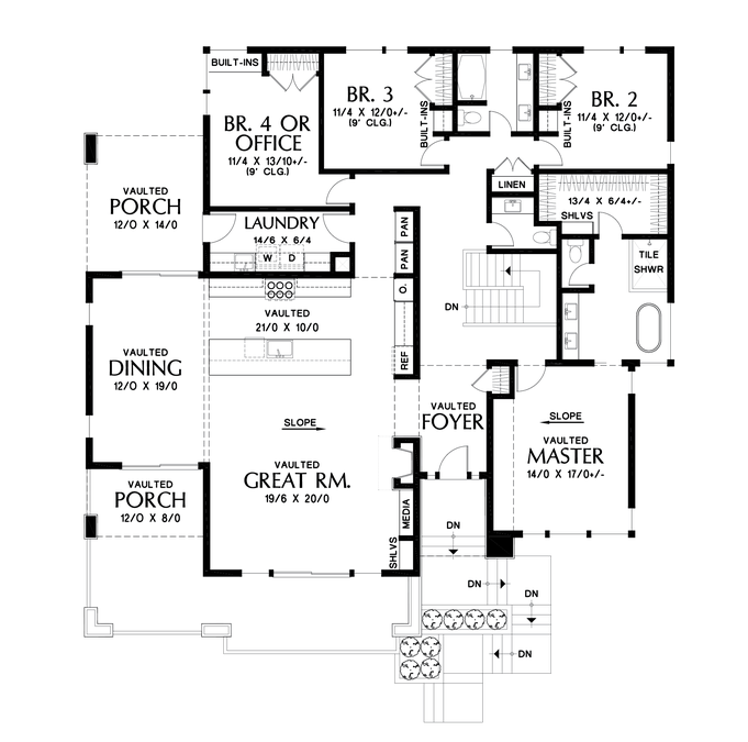 Main Floor Plan image for Mascord Louisville-More than just great looks - this contemporary upslope plan oozes style inside too!-Main Floor Plan