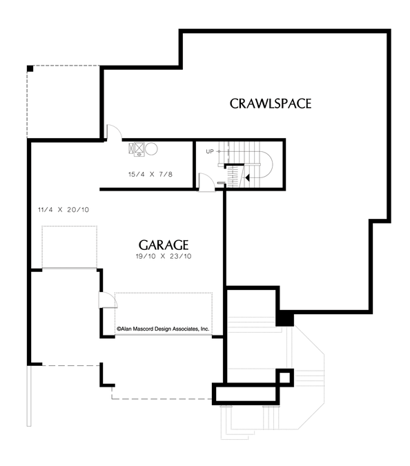 Lower Floor Plan image for Mascord Parkview-Split-level Plan with Large Kitchen-Lower Floor Plan