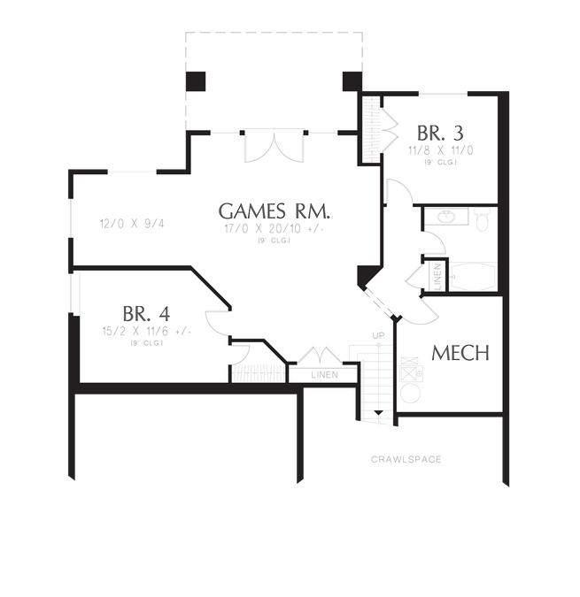 Lower Floor Plan image for Mascord Newmarket-Deceptively Spacious Cottage Plan-Lower Floor Plan