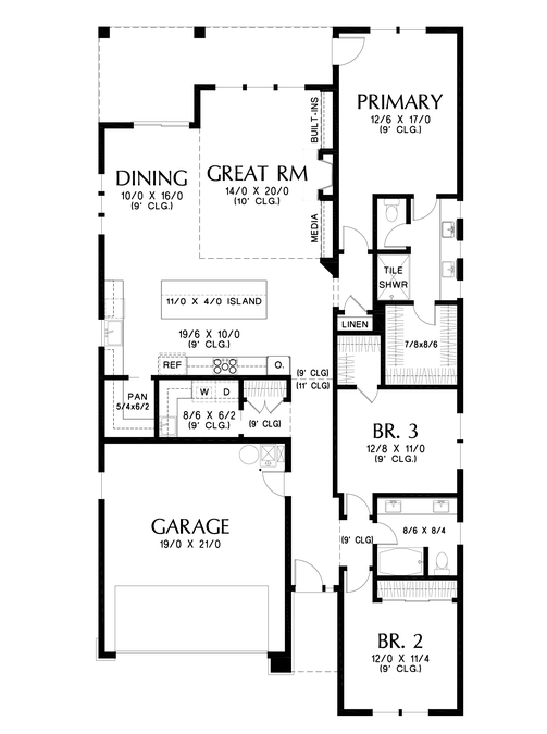 Main Floor Plan image for Mascord Stony Park-Single Level Sister to the Gardiner-Main Floor Plan