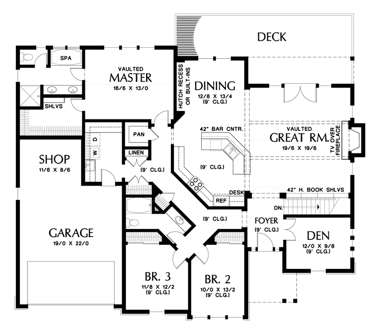 Main Floor Plan image for Mascord Munich-Sumptuous Home with Beautiful Outdoor Spaces-Main Floor Plan