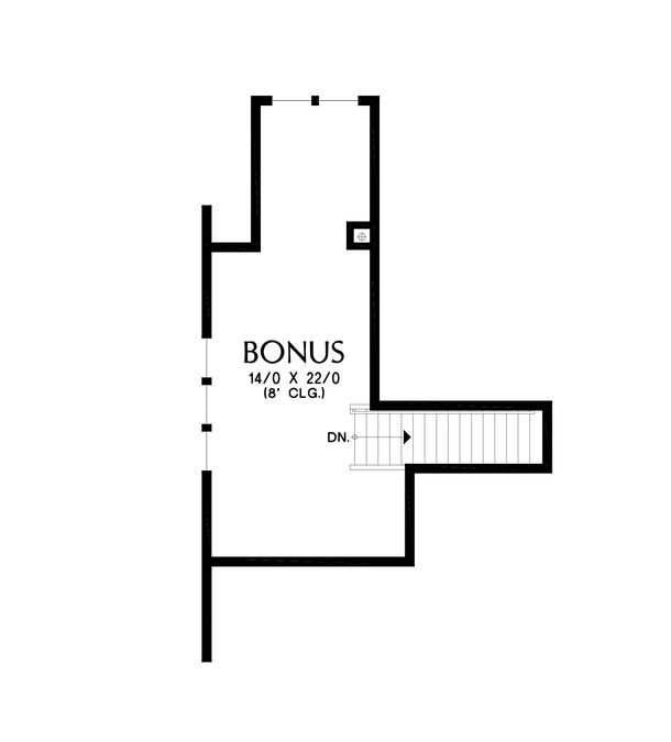 Upper Floor Plan image for Mascord La Puente-Bonus Room addition to the Popular Galen Plan-Upper Floor Plan