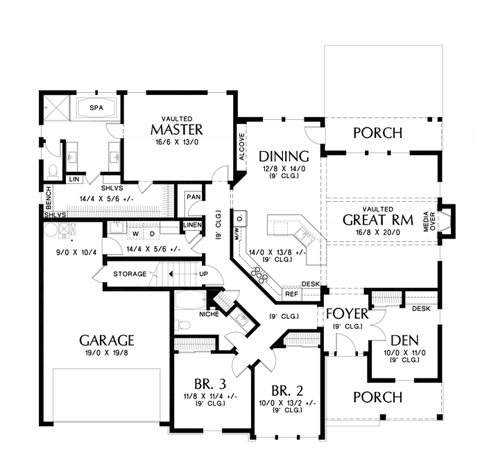Main Floor Plan image for Mascord La Quinta-Adds Large Entertaining Space to the Galen-Main Floor Plan