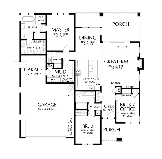 Main Floor Plan image for Mascord Bronte-Perfect Home Design for Young and Old Alike-Main Floor Plan