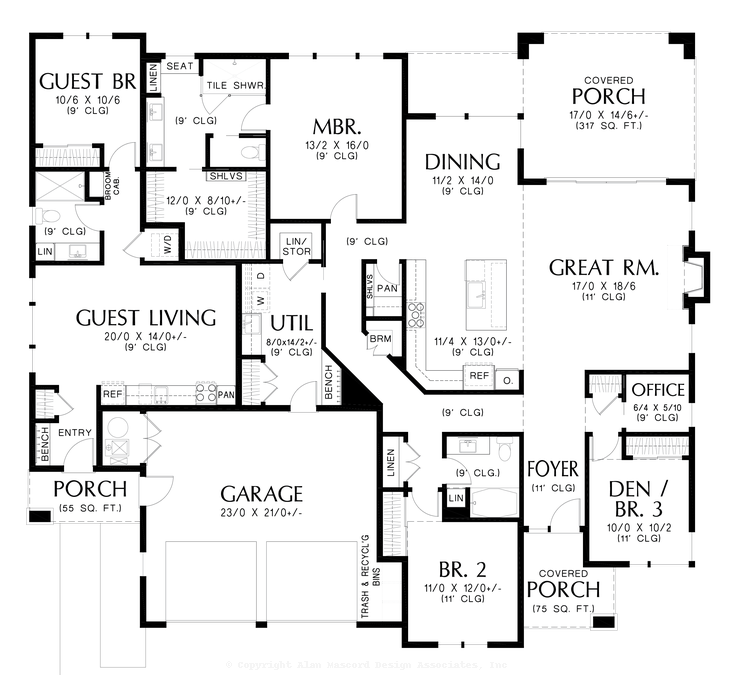 Main Floor Plan image for Mascord Brayton-Great Prairie Ranch with Separated Guest Living Suite-Main Floor Plan