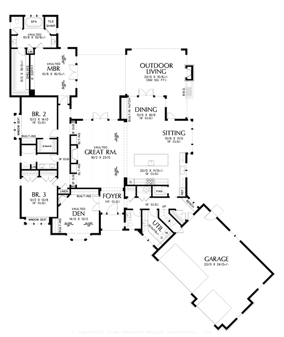 Main Floor Plan image for Mascord Yacolt-Sought After Angled Garage Plan-Main Floor Plan