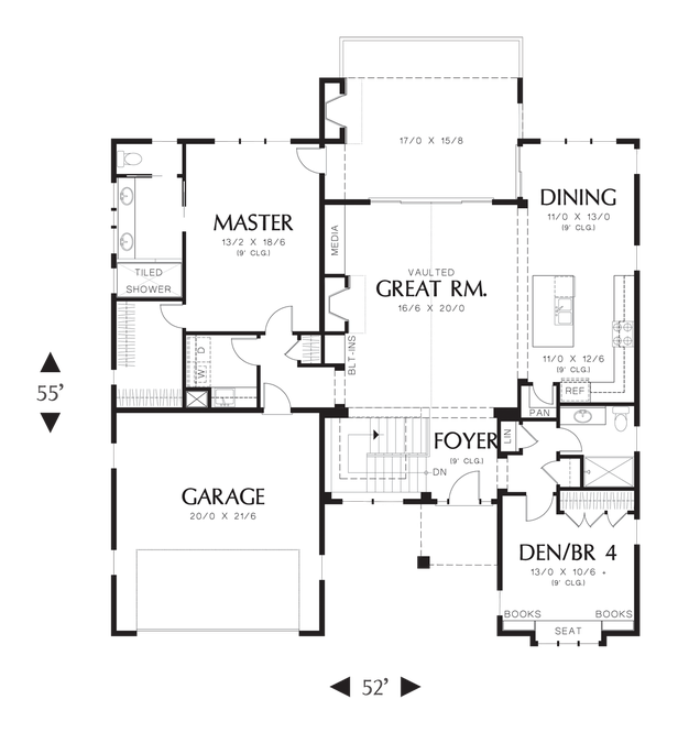 Main Floor Plan image for Mascord Linden-Traditional Design, Contemporary Elegance-Main Floor Plan