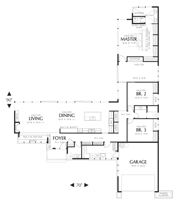 Main Floor Plan image for Mascord Mitchell Glen-Modern Charm, Contemporary Layout-Main Floor Plan
