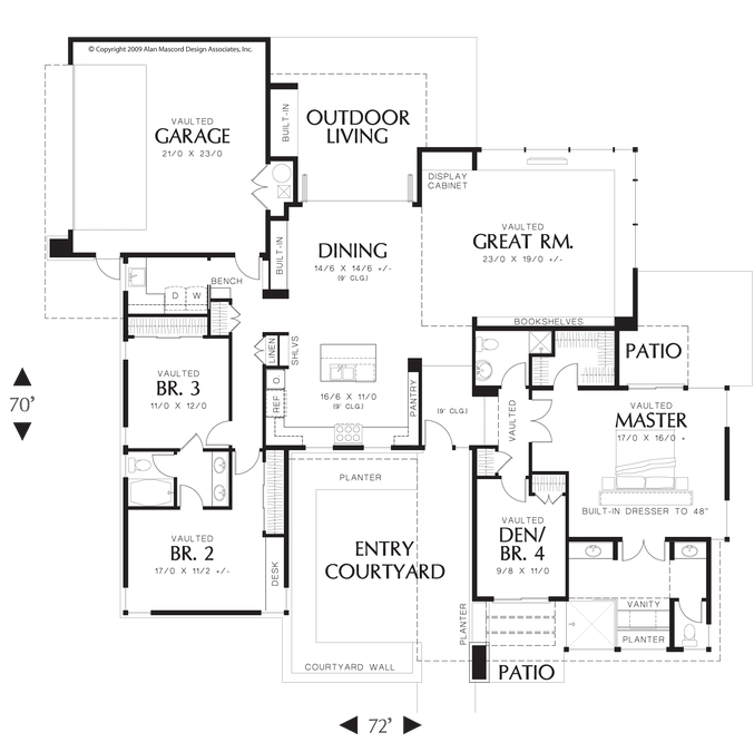 Main Floor Plan image for Mascord Hamburg-Inviting Contemporary with walled front yard-Main Floor Plan