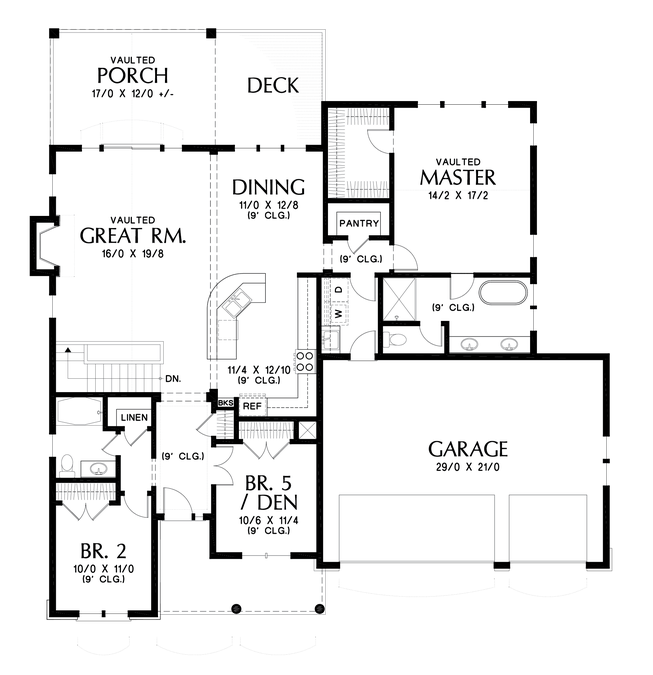Main Floor Plan image for Mascord Alamosa-Great Family Plan with Games Room-Main Floor Plan
