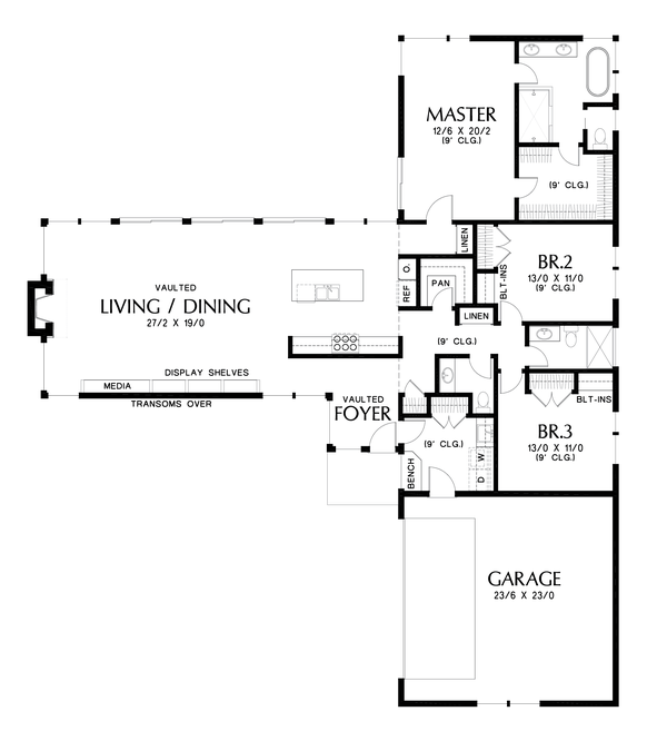 Main Floor Plan image for Mascord Anderson-Great Entertaining Space with Connection to Outdoors-Main Floor Plan