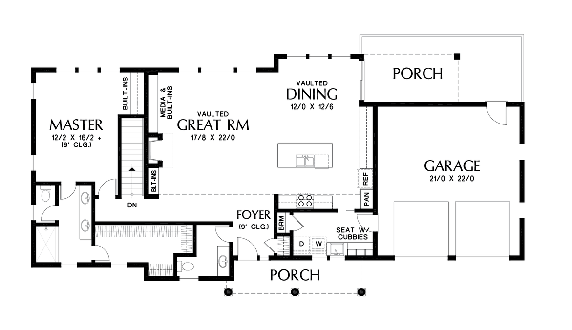 Main Floor Plan image for Mascord Sunnydale-Popular Daylight Basement for Shallow Lots-Main Floor Plan