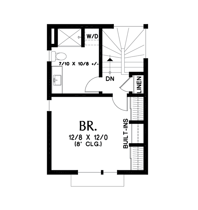 Upper Floor Plan image for Mascord Alameda North-Contemporary Design with Courtyard and Two Story Separated Apartment-Upper Floor Plan