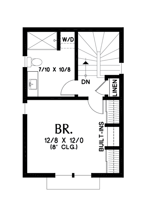 Upper Floor Plan image for Mascord Alameda South-Modern Design with Courtyard and Separated Apartment-Upper Floor Plan