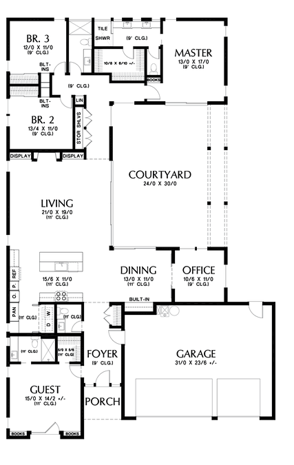 Main Floor Plan image for Mascord Alameda South West-Guest Studio Addition to the Alameda South-Main Floor Plan