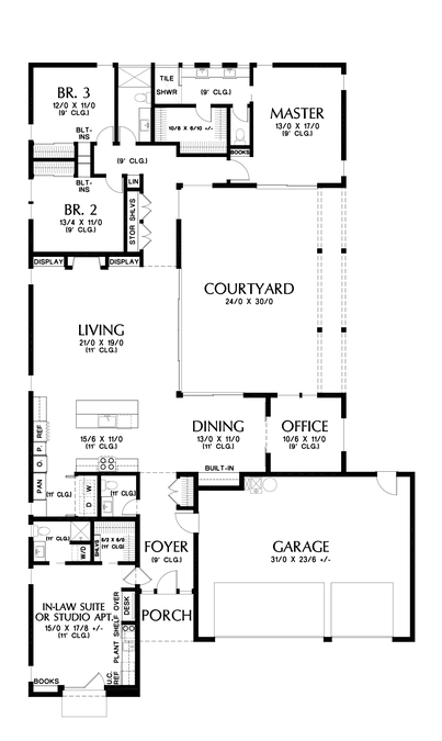 Main Floor Plan image for Mascord Alameda South East-In-Law Suite addition to the Alameda South-Main Floor Plan
