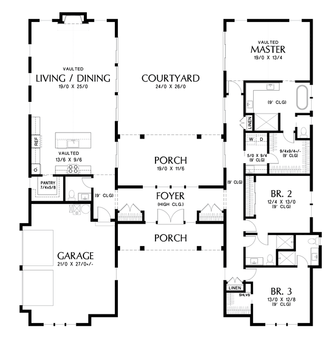 Main Floor Plan image for Mascord Conrod-Private Courtyard Living-Main Floor Plan