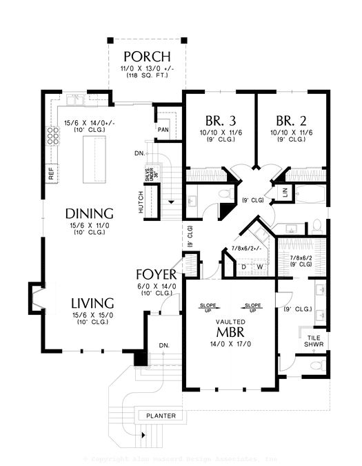 Main Floor Plan image for Mascord Marylebone-Upslope Plan with Option for Third Car-Main Floor Plan