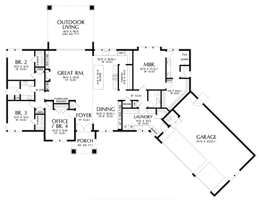 Main Floor Plan image for Mascord Whispering Meadows-A Luxurious Modern Prairie Ranch Home with Spacious Design & Thoughtful Amenities-Main Floor Plan