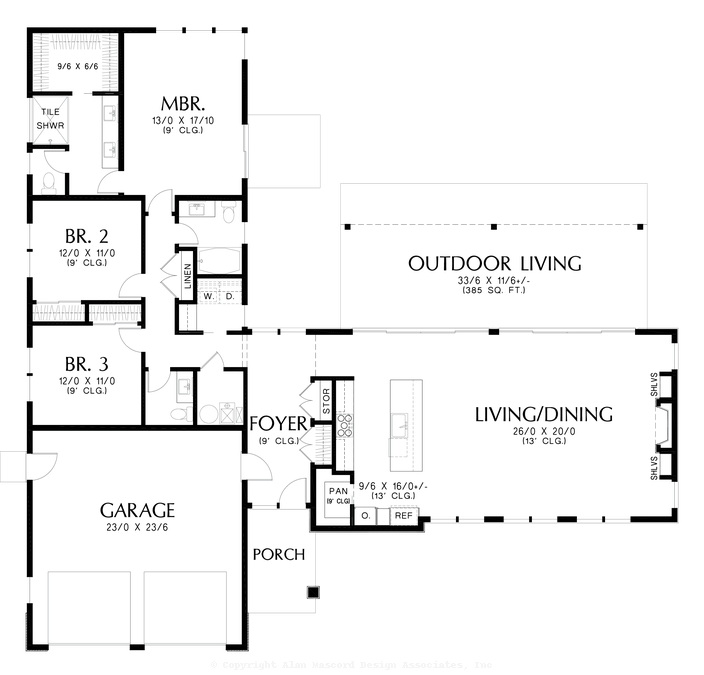 Main Floor Plan image for Mascord Olive Grove-The Great Outdoors Awaits-Main Floor Plan