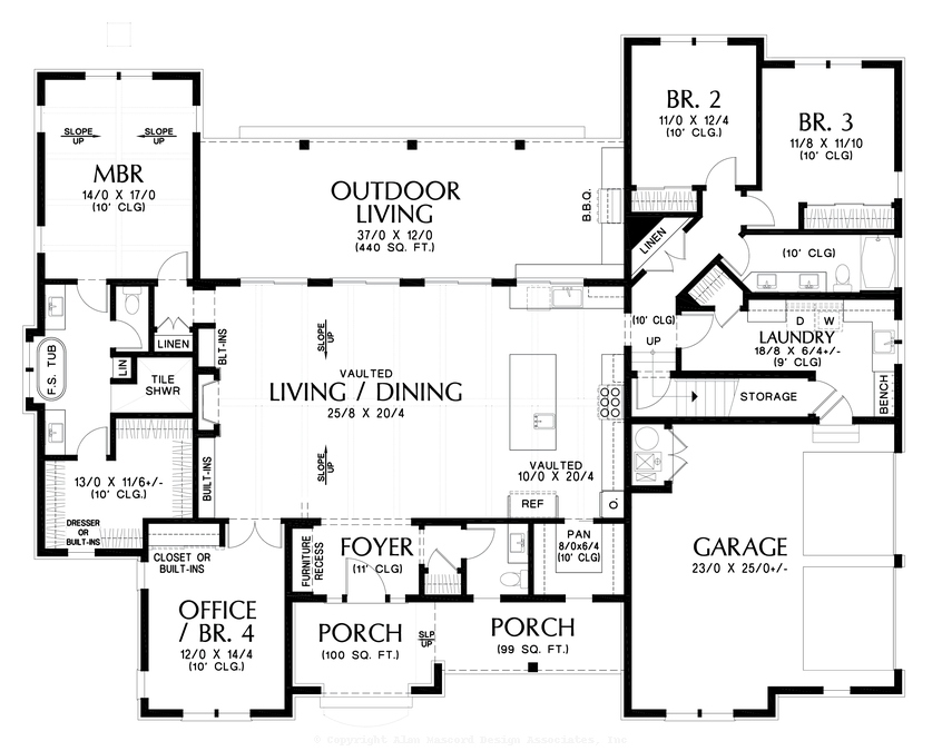 Main Floor Plan image for Mascord Sowerby Bridge-Farmhouse Ranch-Main Floor Plan