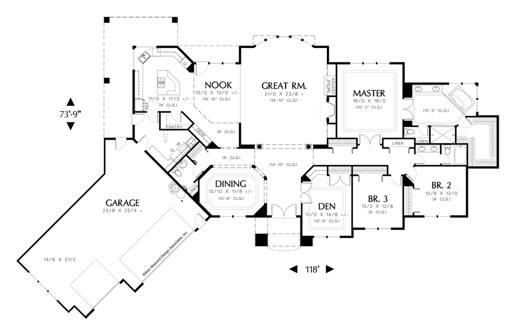 Main Floor Plan image for Mascord Dahlberg-Ranch Style Plan with Stucco Exterior-Main Floor Plan