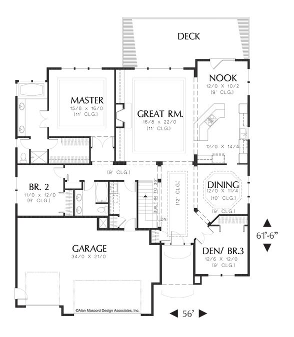 Main Floor Plan image for Mascord Hedington-Contemporary Plan with Daylight Basement-Main Floor Plan