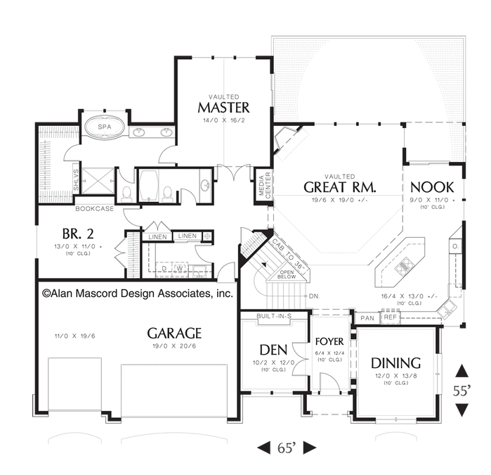 Main Floor Plan image for Mascord Granseth-Daylight Plan with Lower Floor Game Room-Main Floor Plan
