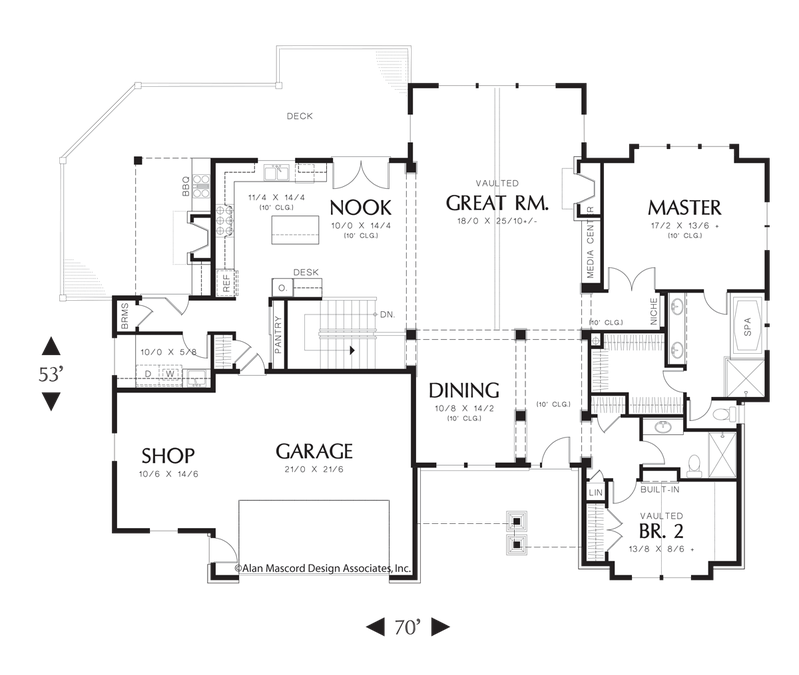 Main Floor Plan image for Mascord Mensing-Traditional Plan with Outdoor Patio-Main Floor Plan